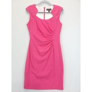 Dana Buchman Sheath Dress Ruched Cap Sleeve Women 10 Fuchsia Office Feminine